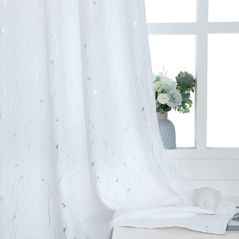 BGment White Blackout Curtains 60 Inches Wide for Bedroom/Living Room,