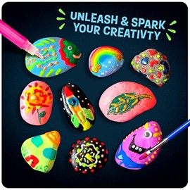 Dan&Darci - Kit de pintura de roca para niños, brilla en la oscuridad, regalos para artes y manualidades para niños y niñas de 6 a 12 años, kits de ac