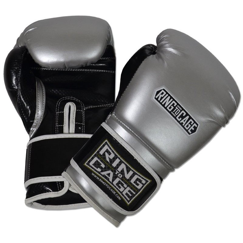 Gym Training Stand-Up Boxing Gloves (Silver/Black, Regular-12oz)
