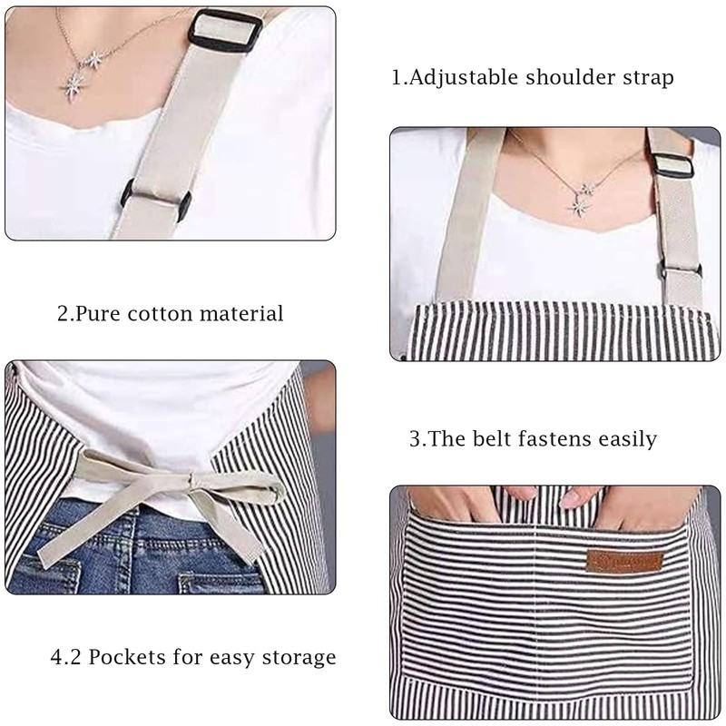 Luoqun88 Unisex Adjustable Black Bib Apron with 2 Pockets, Professional