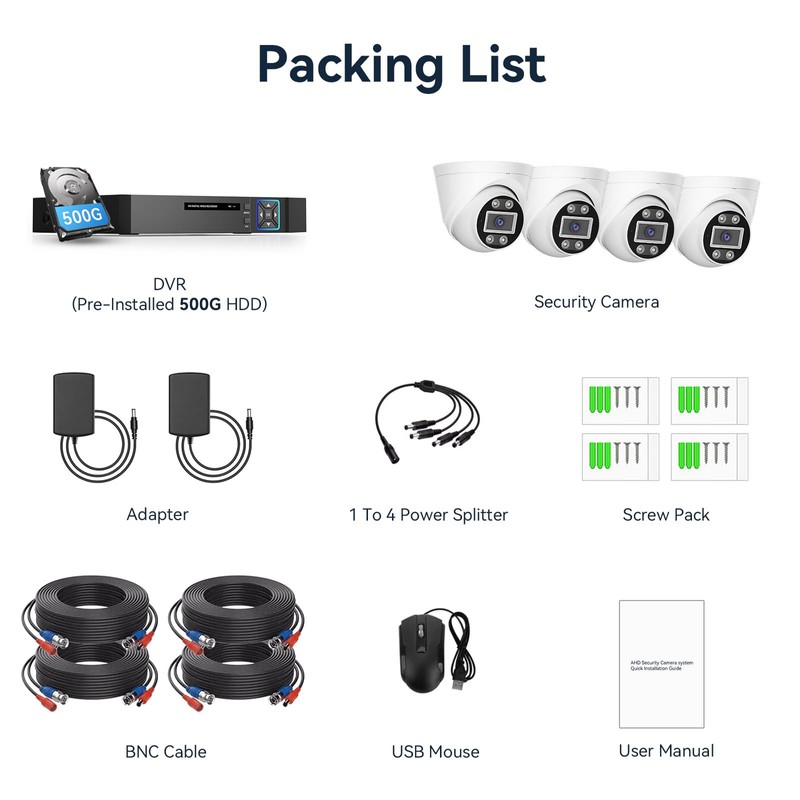 VORGUT 5MP Lite Security Camera System with 500G Hard Drive,