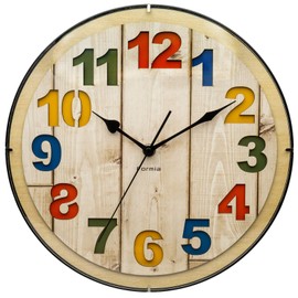 Formia HIC-010W-N Interior Wall Clock, Wall Clock, Design, Continuous Second Hand, MDF Wooden Dial, Woodgrain, Colorful, Stylish, Analog, Hodogaya Electronics Sales, Natural