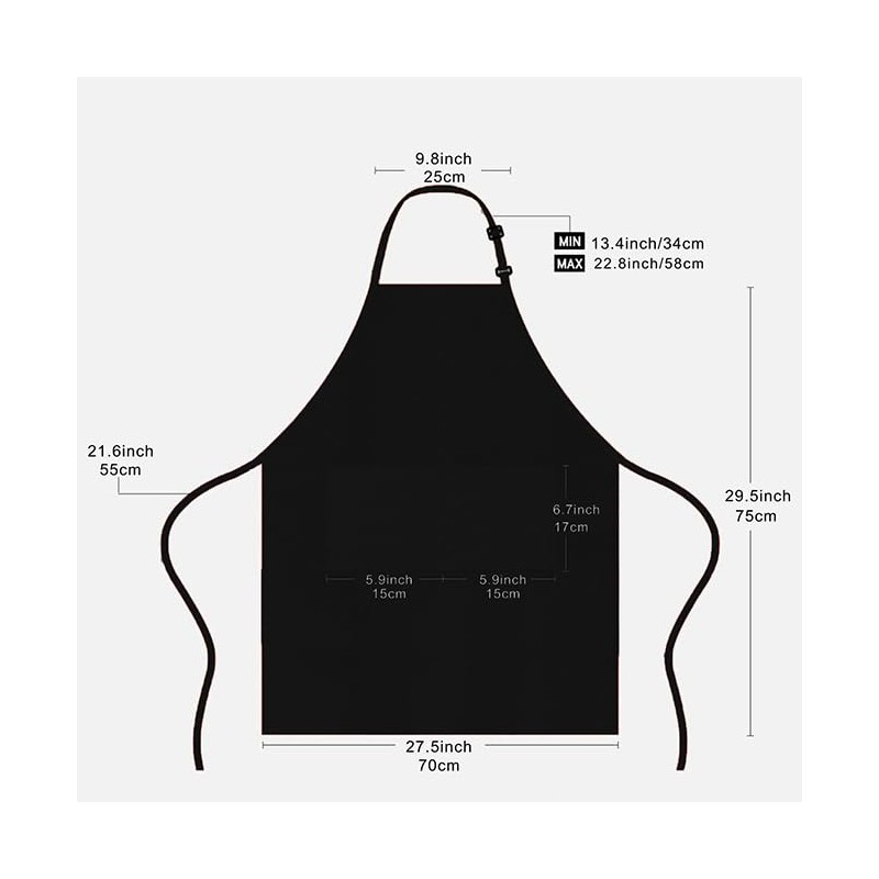 CHENGZI2-Piece Waterproof Kitchen Apron With Adjustable Neck Belt black