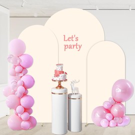 JCJ Arch Backdrop Cover 7.2FT 6.6FT 6FT, Beige Wedding Arch Stand Cover Set of 3 Stretchy Backdrop with Zipper Spandex Fitted Arch Cover for Birthday Party Decoration