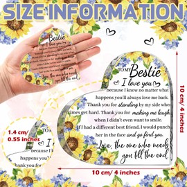 Spiareal Gift for Friend Friendship Women Friend Friendship Birthday Cheer up Gift Acrylic Heart Butterfly Keepsake Paperweight for Home Office Table Shelf(Sunflower and Blue Flower)