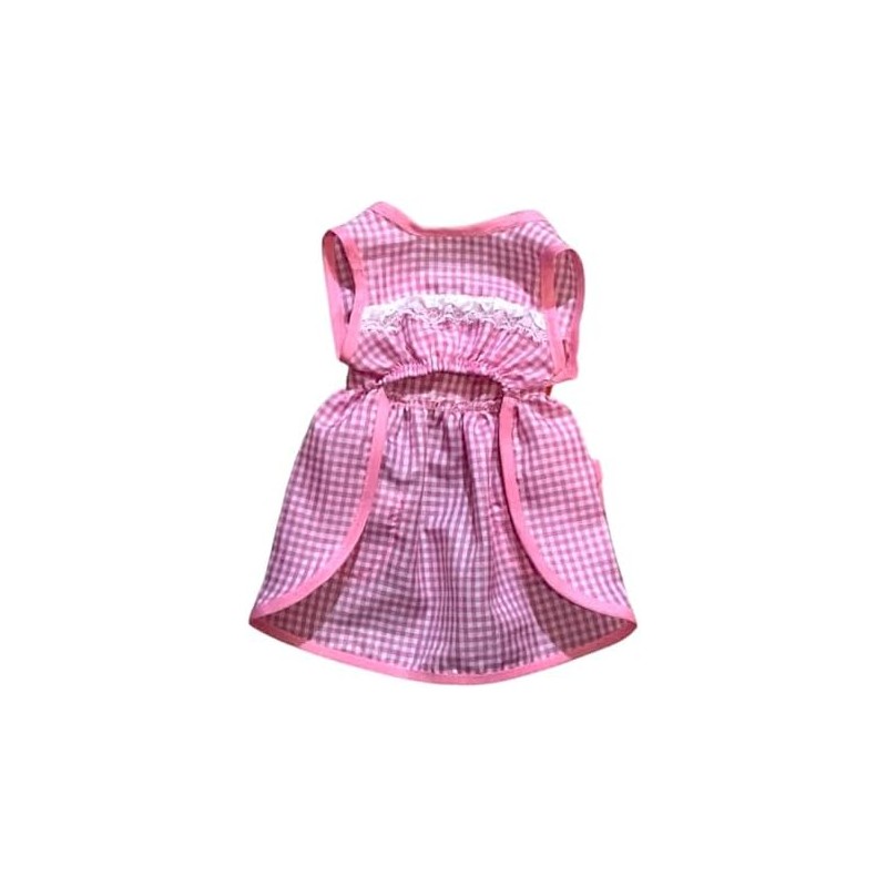 Genérico Mandil para Perro Estilo Doñita, Disfraz Dogñita Cuadros Rosa