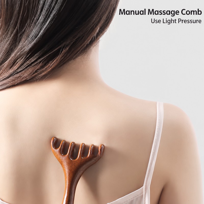Hailicare Wooden Six-Claw Scalp Massage Comb for Manual Head Care