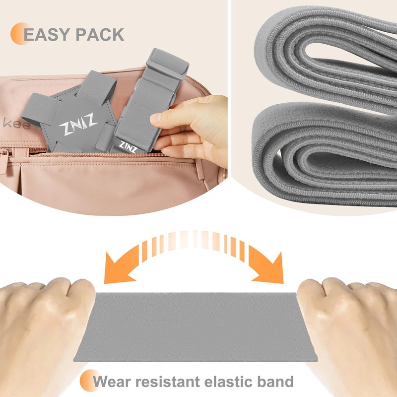 ZINZ 2 Pack Elastic Luggage Straps and Suitcase Bungee, Adjustable