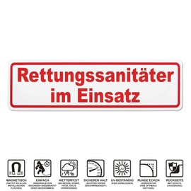 Magnetic Sign "Rettungssanitäter im Einsatz" [German Language] | Magnetic Sign | Available in Three Sizes (40 x 11 cm)