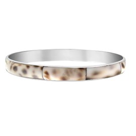 AeraVida Genuine Abalone Shell Warp Stainless Steel Link Bracelet | Stainless Steel Bracelet | Abalone Shell Bracelet | Leopard Design Bangles Bracelets for Women