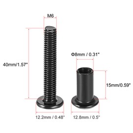 sourcing map Screw Post Fit for 5/16"(8mm) Hole Dia, Male M6x40mm Binding Bolts Leather Fastener Carbon Steel Black 10 Sets