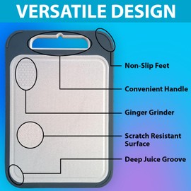 18" x 12" Double Sided Cutting Board - Durable, Scratch Resistant, Non-Slip & Easy to Clean Chopping Board for Vegetables, Fruits, Meat & Fish - Cutting Board for Kitchen Efficiency