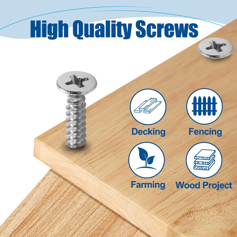 ANCHOREASE #8×2″ Sheet Metal Screws 100Pcs, 410 Stainless Steel Self
