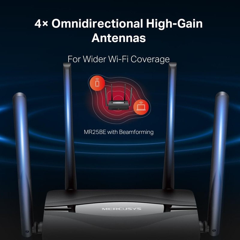 Mercusys BE3600 Dual-Band Wi-Fi 7 Router, up to 3.6Gbps, Gigabit