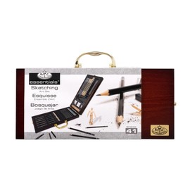 Royal & Langnickel Premier 40pc Artist Sketching Drawing Pencils Wooden Carry Case Set