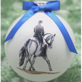 H001 Hand-made Christmas Ornament horse - gray dressage half pass