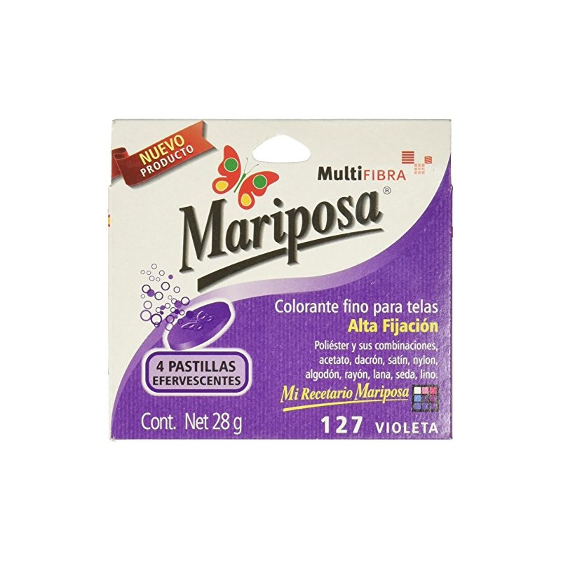 Mariposa Colorante para Ropa, Pastillas de color Violeta Numero 127,