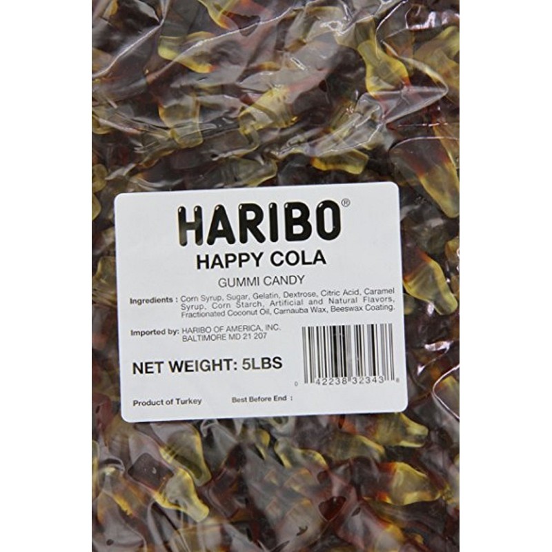Haribo Gummi Candy, Happy-Cola, 5 Pound
