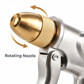 Heavy-Duty Metal Garden Hose Nozzle for Watering & Cleaning – 4 Spray Patterns for Car Wash, Yard Care & Pet Bathing