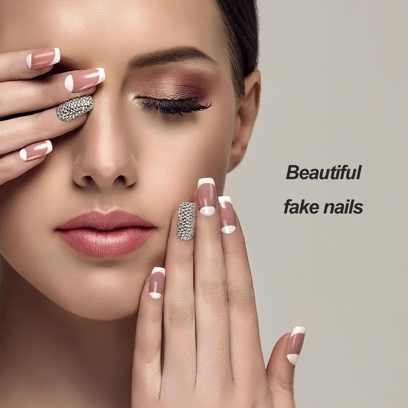 White French Press on Nails Medium & Press on Toenails