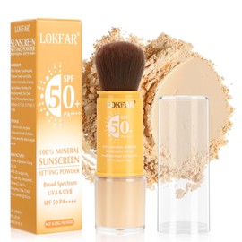 Mineral Powder Sunscreen for Face & Scalp & Hair - SPF 50 Brush On Sunscreen, Matte Oil Control Lightweight, Loose Finishing SPF Powder Setting Makeup | Beach Essentials, #02 Light