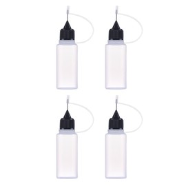 CTFRQC Precision Tip Applicator Bottle 15ml. 4 Needle Tip Squeeze Bottles for Acrylic Painting, DIY Quilling and Paper Craft, Black