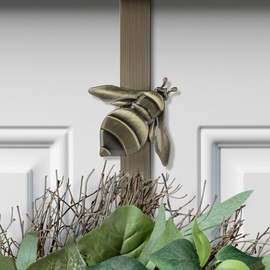 Haute Decor Adapt Adjustable Length Wreath Hanger with Interchangeable Icons (Antique Brass-Sun/Snowflake/Bee/Pumpkin)- 4 Door Wreath Hangers in 1