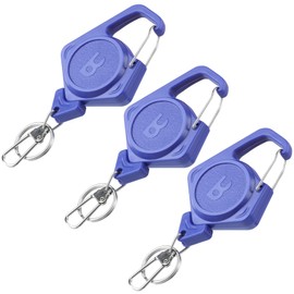 Booms Fishing Zinger Retractor 3pack: Fly Fishing Retractor with 27.5" Retractable Lanyard - 4oz Retractable Keychain for Key Nippers Scissors Forceps, Portable Fly Tying Equipment, XW80 Blue
