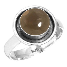 Jeweloporium 925 Sterling Silver Ring for Women Size V Brown Smoky Topaz Stone Costume Silver Ring New Year Gift Vintage Jewelry