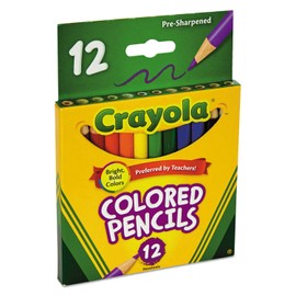 Crayola 684112 Short Barrel Colored Woodcase Pencils, 3.3 mm, 12 Assorted Colors/Set