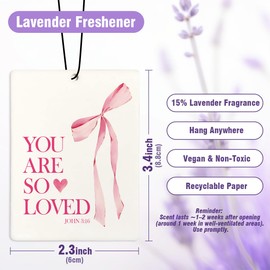 DSHFG Preppy Cute Coquette Pink Bow Bible Car Air Freshener Hanging 3Pcs, Trendy Air Freshener for Cars Closet Drawer or Books, Pink Girly Preppy Christian Car Accessories Mirror Decor for Women