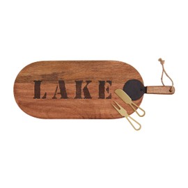Mud Pie Lake Serving Board Set; Board 23" x 8" | Utensil 5 1/4"