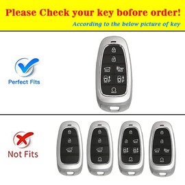 KWTORFIA For Hyundai Car Key Case,Fit for 2019-2022 Hyundai Sonata Santa fe Tucson 7 Buttons Smart Key 360 Degree TPU Key Fob Case Protector with Keychain (White)