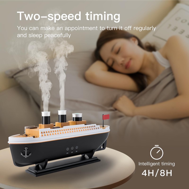 HIROGA Titanic Humidifier 250ml, Aromatherapy Diffuser Cool Mist Ultrasonic Aroma