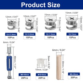 120Pcs Cam Lock for Furniture Assortment Kit, 3 in 1 Eccentric Hardware Wheels,Wood Dowel Pins, Furniture Cam Lock Fasteners, for Connecting and Repairing Cabinet, Closet, Drawer, Wardrobe