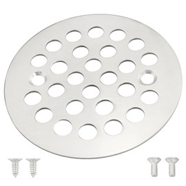 ZZLZX Stainless Steel Shower Drain Strainer Silver 4-1/4 Inch Screw-In Floor Drain Cover Replacement Grille