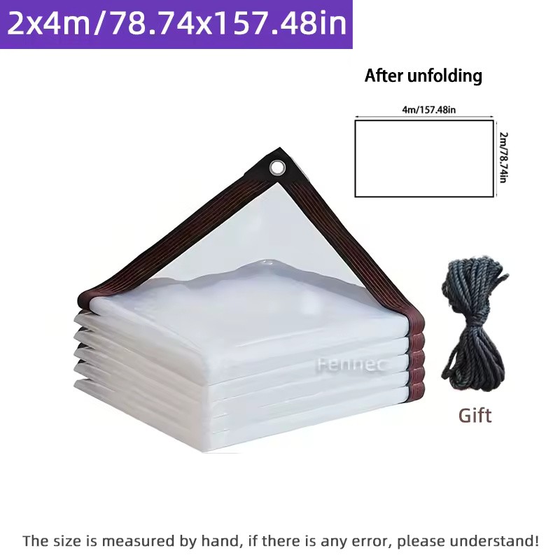 Transparent Waterproof PE Tarp with Reinforced Edges & Grommets