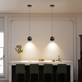 Opulux 9W LED Dimmable Bedside Zoomable Pendant Light with Flexible Warm White 3000K, CRI 97 Aluminum Ceiling Wired Pendant Light Spotlight Lamp for Kitchen Island Bedroom Cafe Black