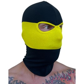 No Face No Name Balaclava in Black Yellow Striped Balaclava Mask Unisex One Size, black / yellow