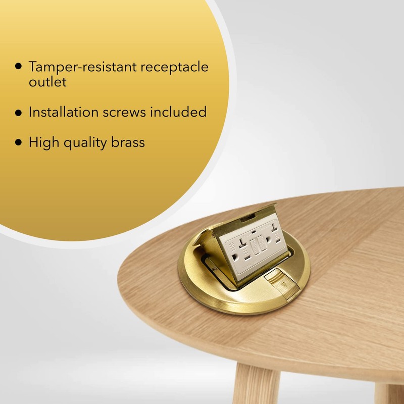SELECT Lighting SLFB-PU-GFCI-BR 20A Pop Up USB Outlet Receptacles, GFCI