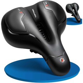 toptrek Bicycle Saddle Comfortable Soft Memory Foam Ergonomic Shock Absorbing Breathable Bicycle Saddle for Men Women Black