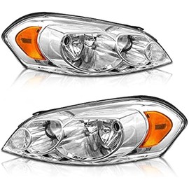2006-2013 Chevy Impala Headlights Assembly for 2014-2015 Chevy Impala Limited / 2006-2007 Chevy Monte Carlo Chrome Housing Amber Reflector Replacement Driver and Passenger Side