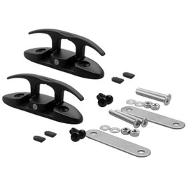 Thorn Boat Cleats Folding Style,Flip Up Marine Stainless Steel 4-1/2" Black Dock Fold Cleat W/Fasteners and Back Plates