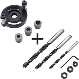 11PCS Vertical Self Centering Dowel Jig Kit,Dowel Drill Guide,2.75" Aluminum Alloy 3-Hole Drill Bit Guide Jig Positioner Locator Hole Drill Bit Set Woodworking Tools