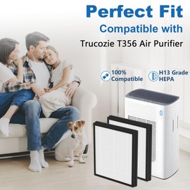 Harebery 4 Pack T356 Replacement Filters - Compatible with Trucozie T356 Purifier, 3-Stage Filtration System with Pre-Filter, HEPA-Type and Activated Carbon