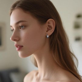 Skull Star Earrings 925 Sterling Silver Gothic Skull Star Hoop Earrings Pentagram Jewelry Gifts for Women Men Mom