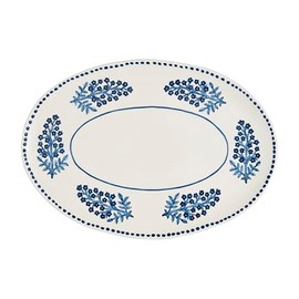 Mud Pie 11 3/4" x 17" Block Print Platter, Blue