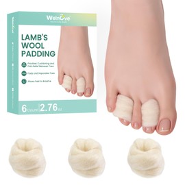 6 Pcs Lambs Wool Padding for Toes - Provides Cushioning Comfort and Pain Relief Between Toes - Corn Cushion Blister Pads, 7/16 oz