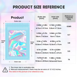 120PCS Smell Proof Mylar Bags,2.7"x3.9" Resealable Bag for Small Business,Holographic Packaging Bags with Clear Window,Foil Pouch Sample Snack Candy Jewelry Bag for Party Favors(Blue)