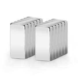 Set of 12 Powerful Magnets, 0.8 x 0.4 x 0.1 inches (20 x 10 x 3 mm), High Precision Magnets, Strong, Triple Plating Process
